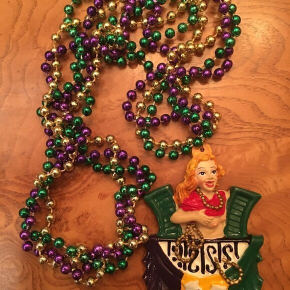 🎃 - MARDI GRAS Necklace with Quality Wood - Picture 2 of 3